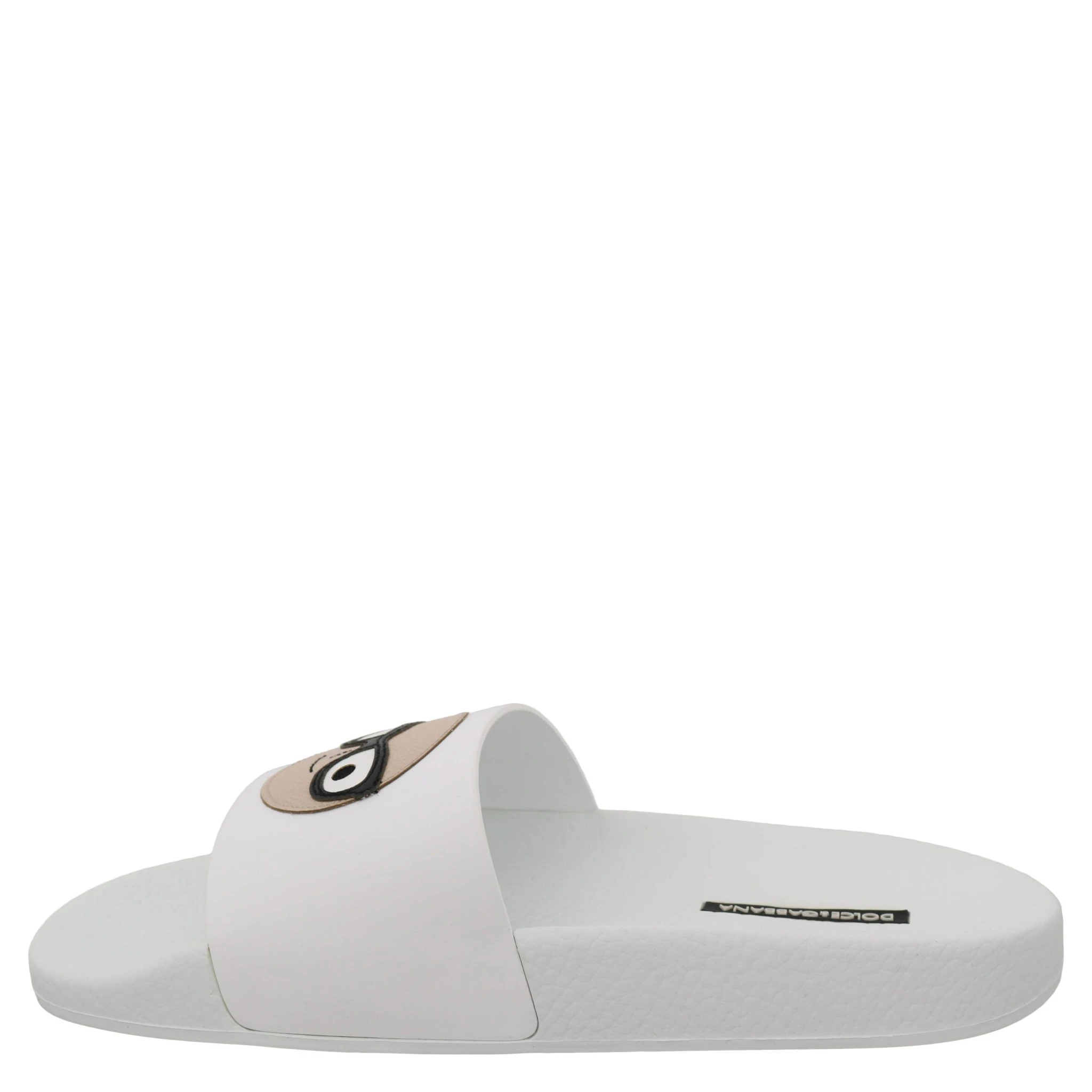 White Leather #dgfamily Slides Shoes Sandals