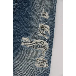 Blue Wash Cotton Boyfriend Fit Cropped Jeans