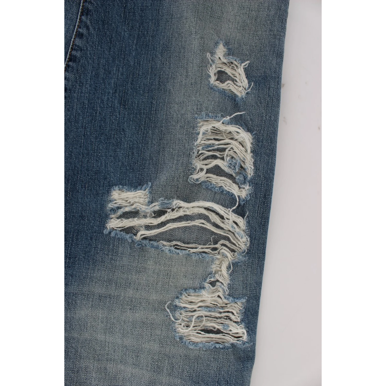 Blue Wash Cotton Boyfriend Fit Cropped Jeans