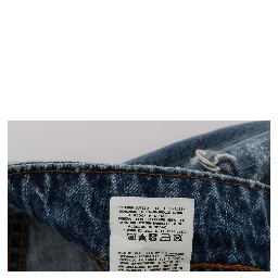 Blue Wash Cotton Boyfriend Fit Cropped Jeans