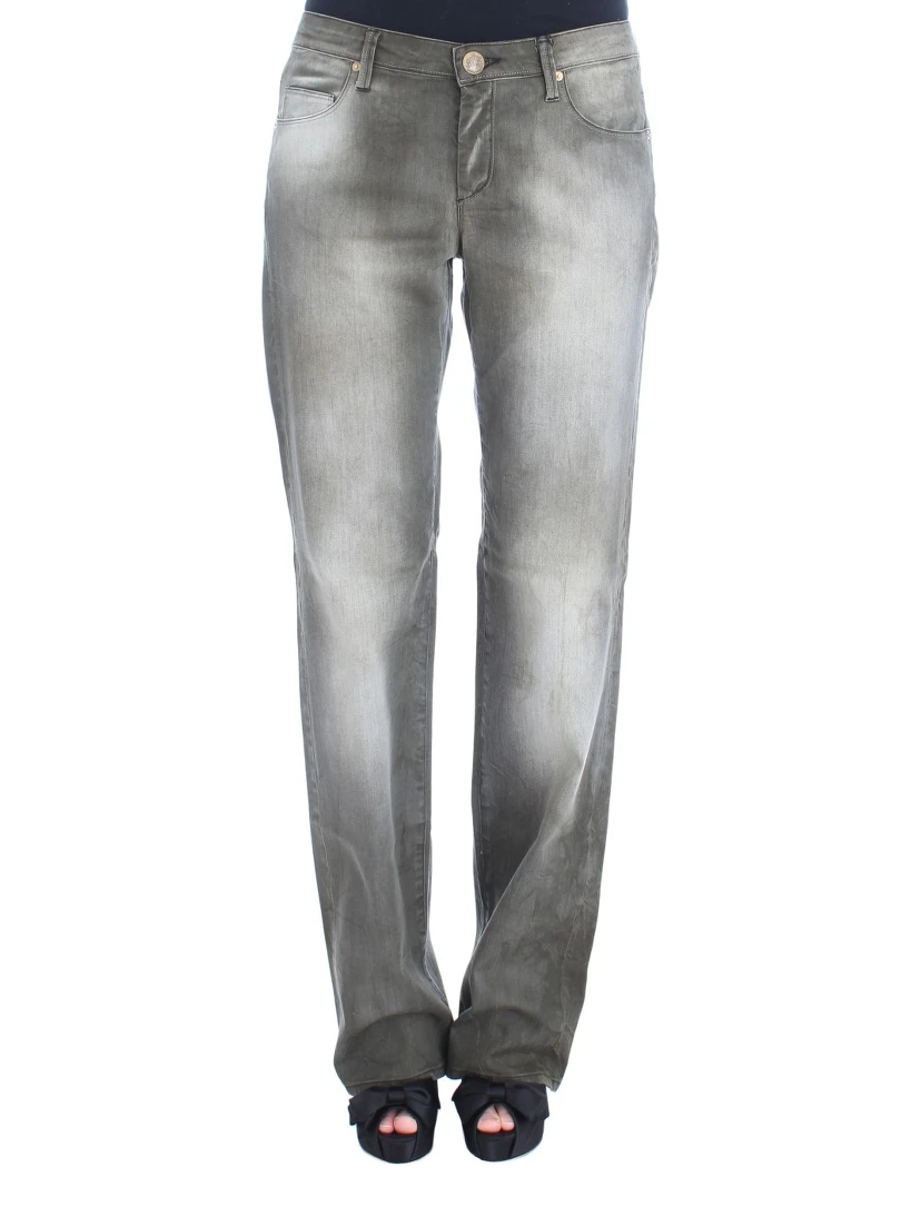 Gray Cotton Blend Loose Fit Boyfriend Jeans