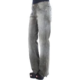 Gray Cotton Blend Loose Fit Boyfriend Jeans