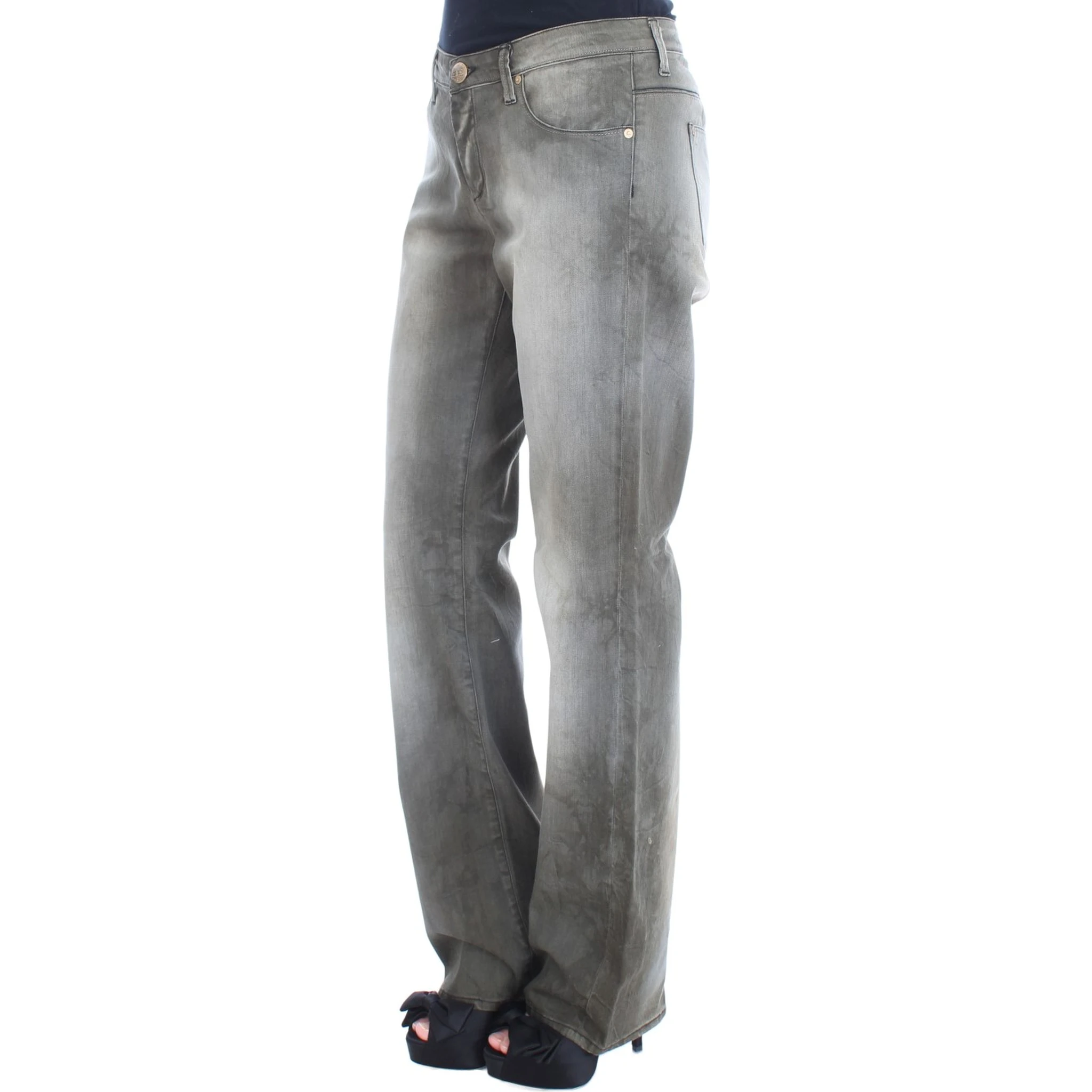 Gray Cotton Blend Loose Fit Boyfriend Jeans