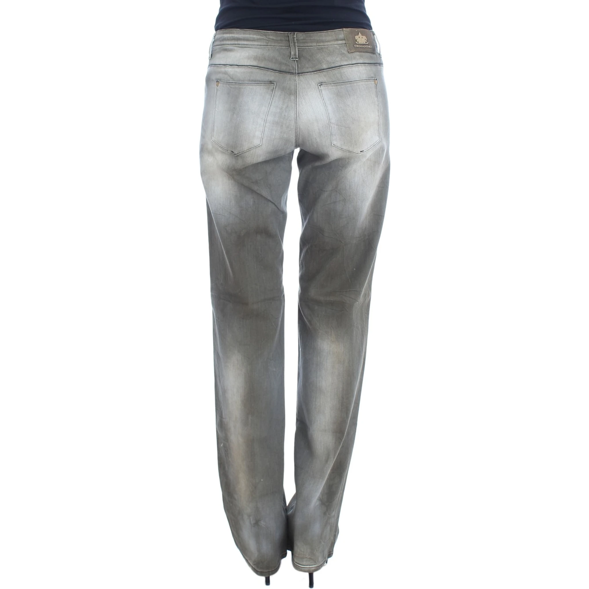 Gray Cotton Blend Loose Fit Boyfriend Jeans