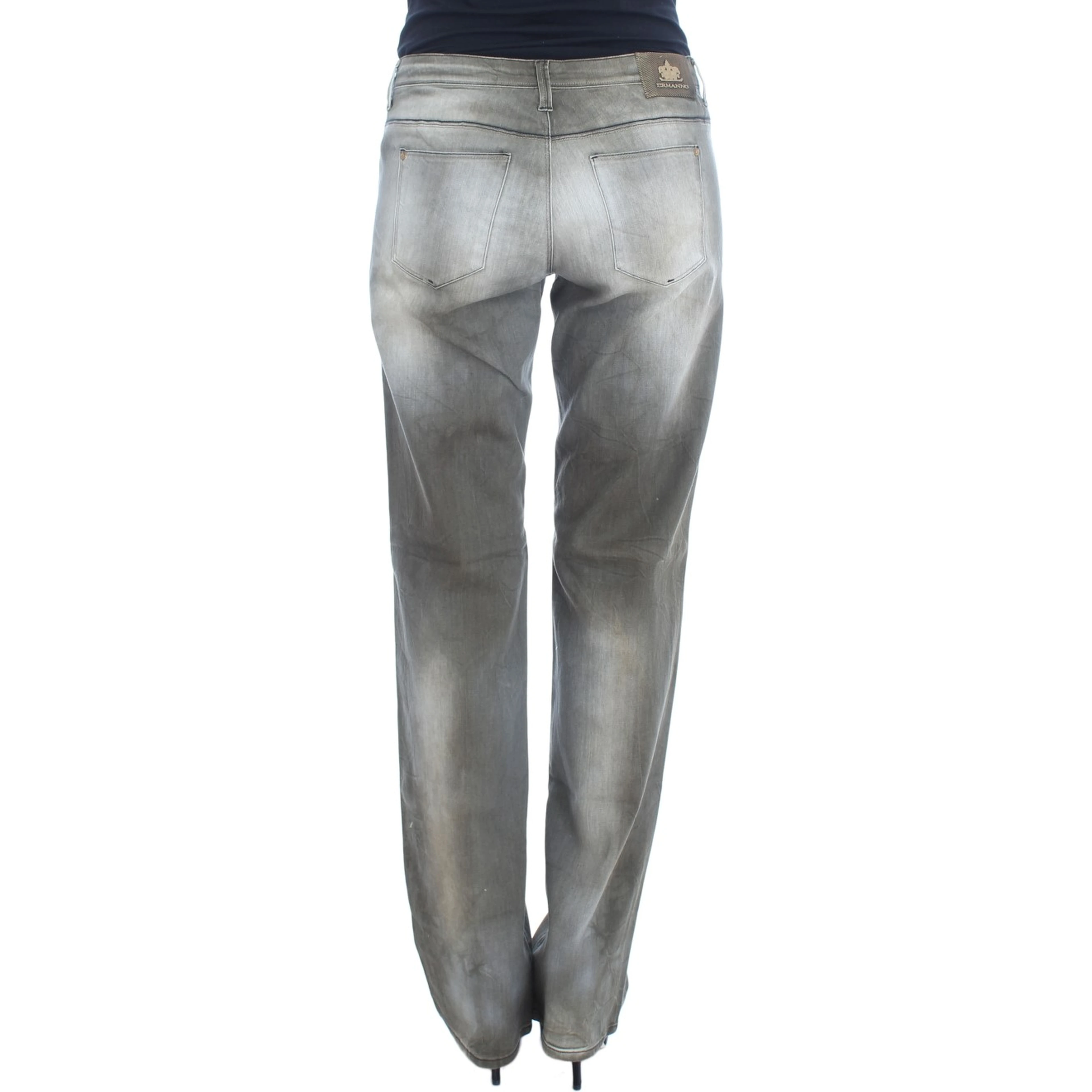 Gray Cotton Blend Loose Fit Boyfriend Jeans