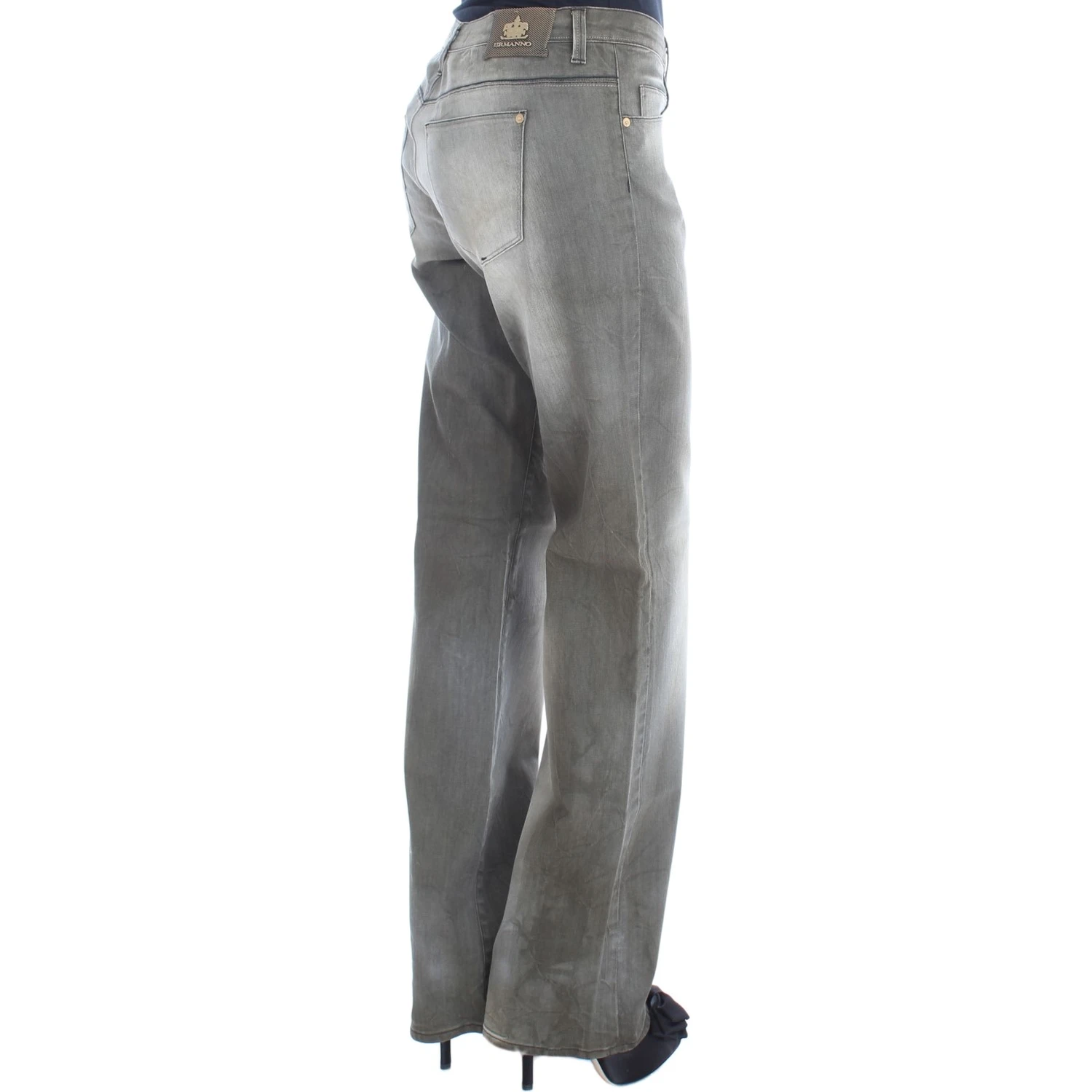 Gray Cotton Blend Loose Fit Boyfriend Jeans