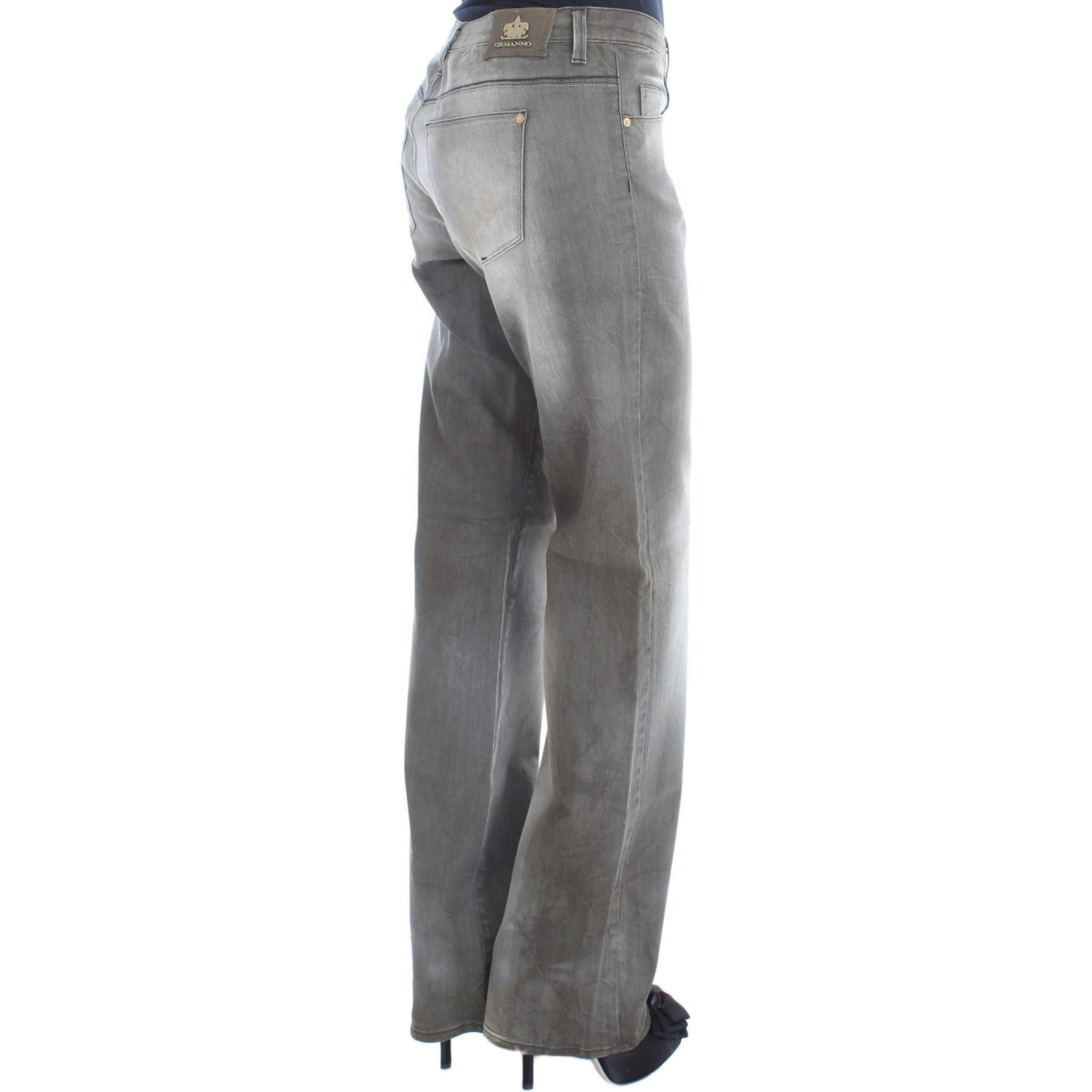 Gray Cotton Blend Loose Fit Boyfriend Jeans