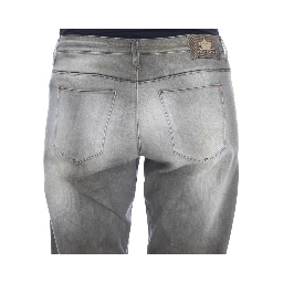 Gray Cotton Blend Loose Fit Boyfriend Jeans