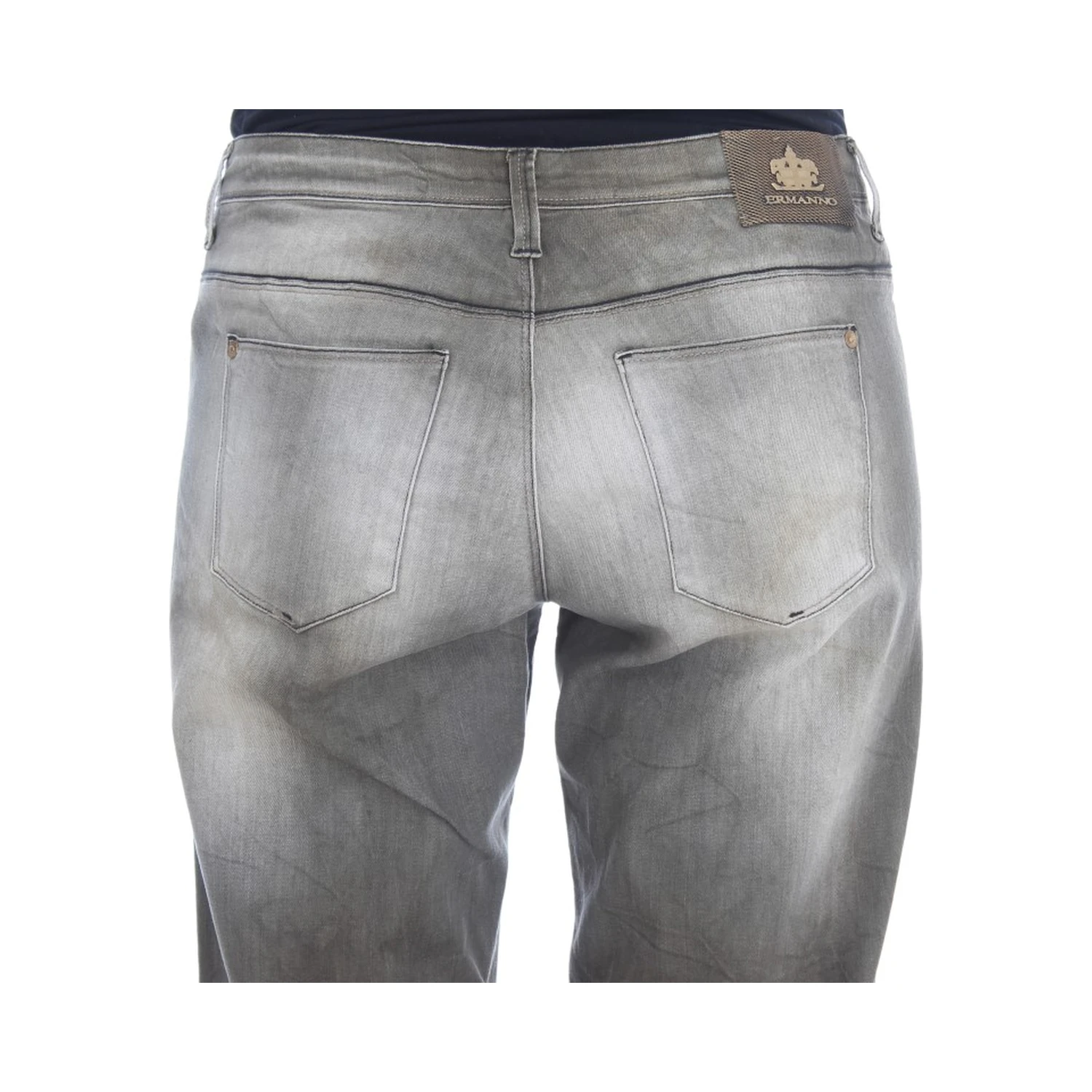 Gray Cotton Blend Loose Fit Boyfriend Jeans