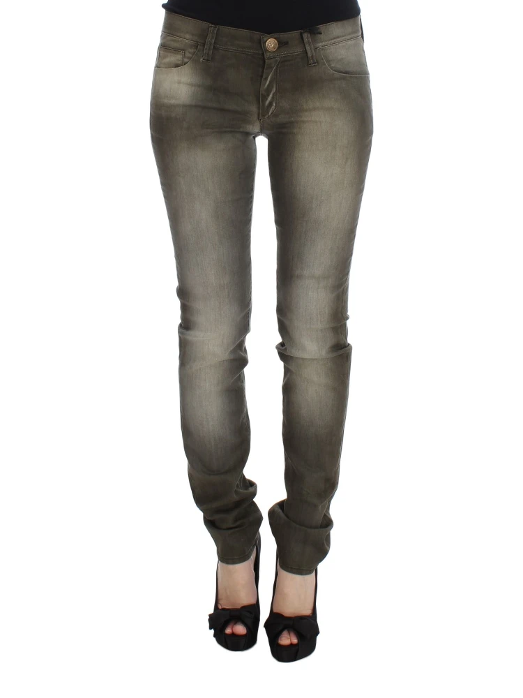 Gray Wash Cotton Blend Slim Fit Jeans