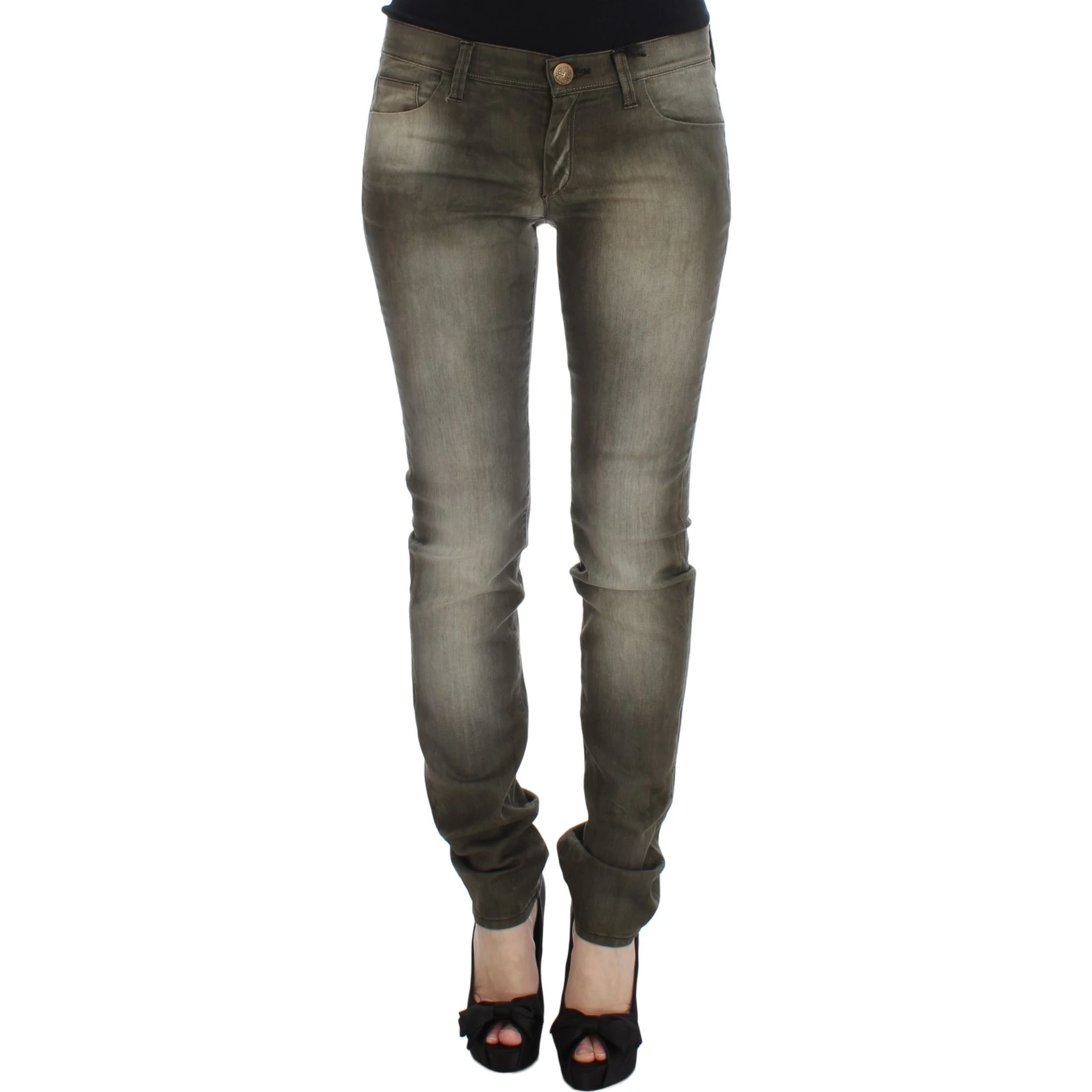 Gray Wash Cotton Blend Slim Fit Jeans