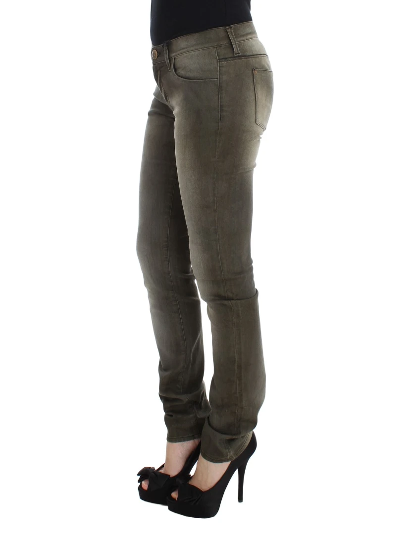 Gray Wash Cotton Blend Slim Fit Jeans