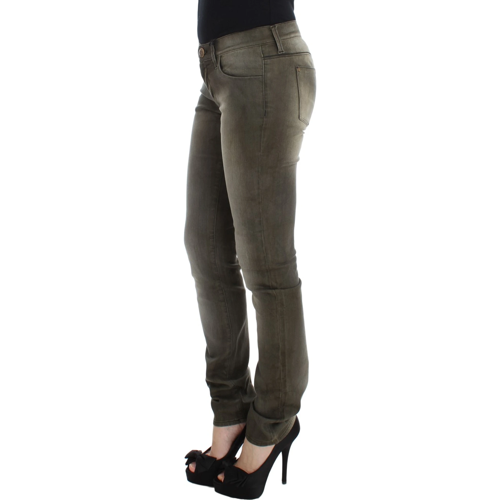 Gray Wash Cotton Blend Slim Fit Jeans