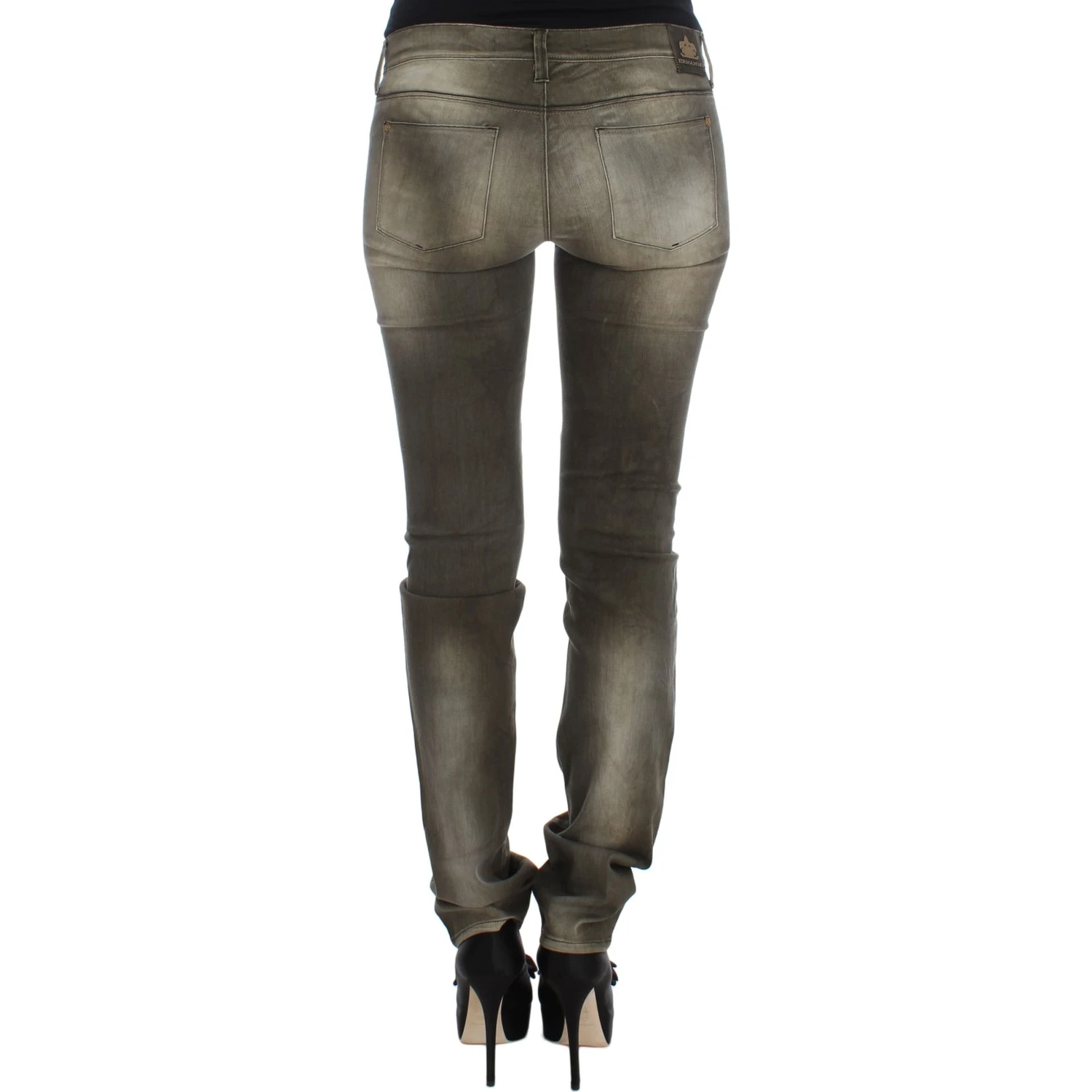 Gray Wash Cotton Blend Slim Fit Jeans