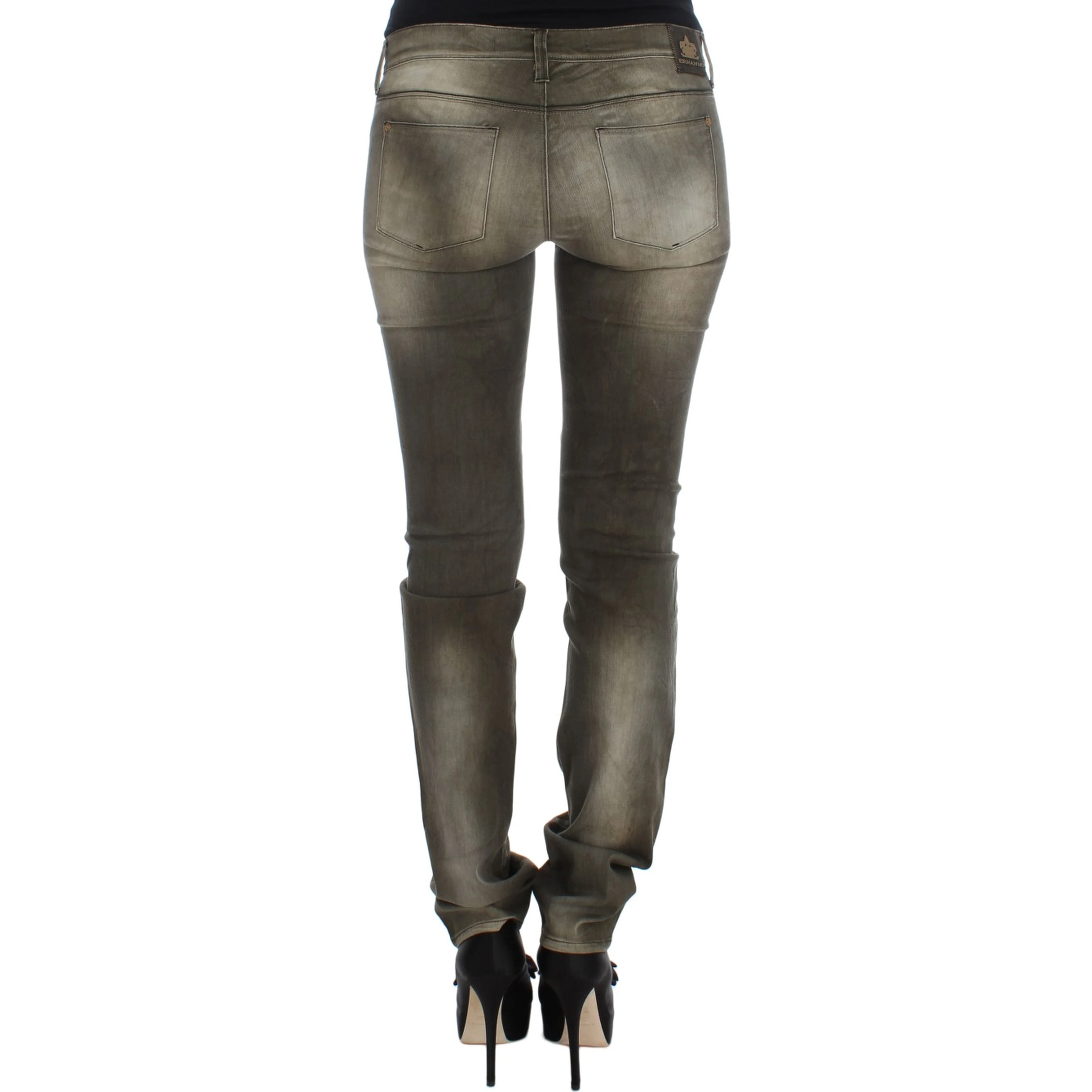 Gray Wash Cotton Blend Slim Fit Jeans