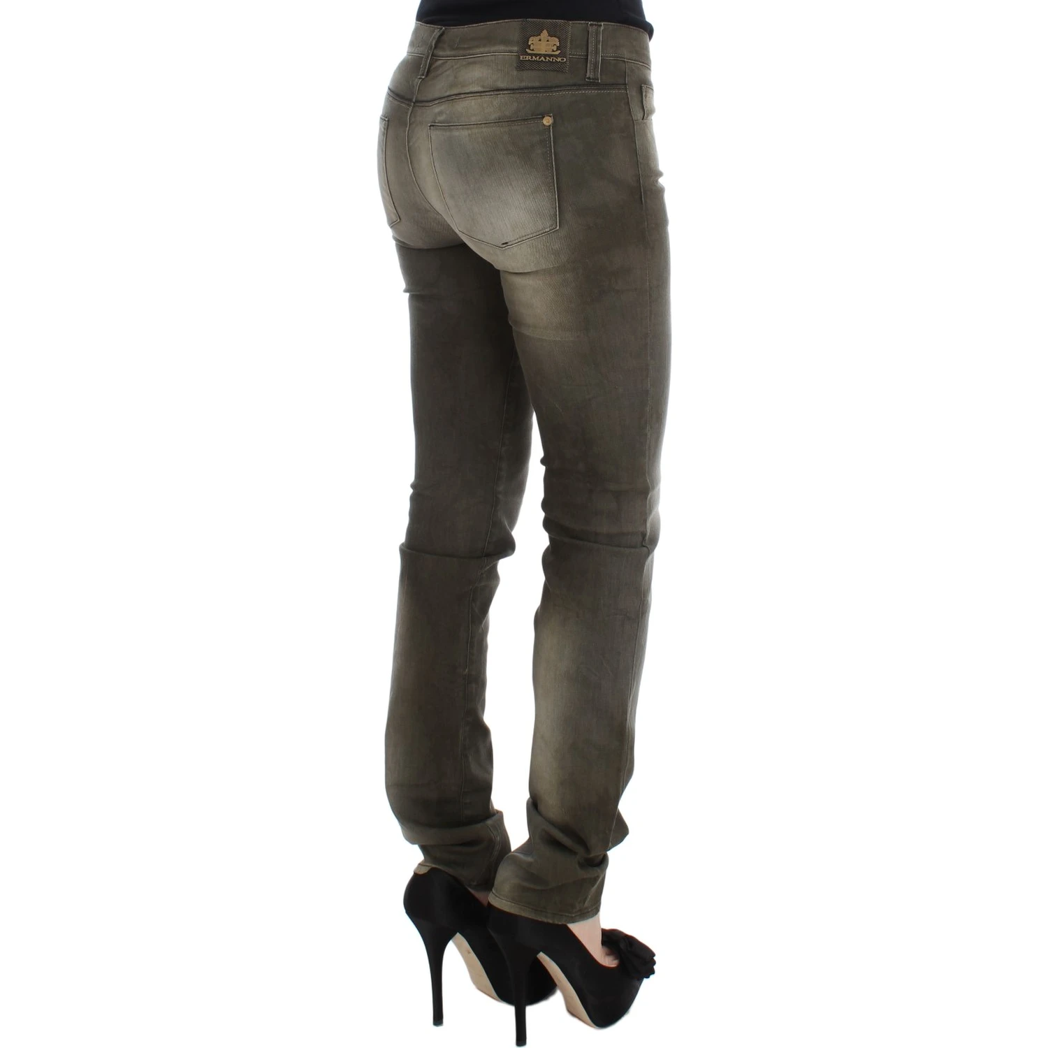 Gray Wash Cotton Blend Slim Fit Jeans