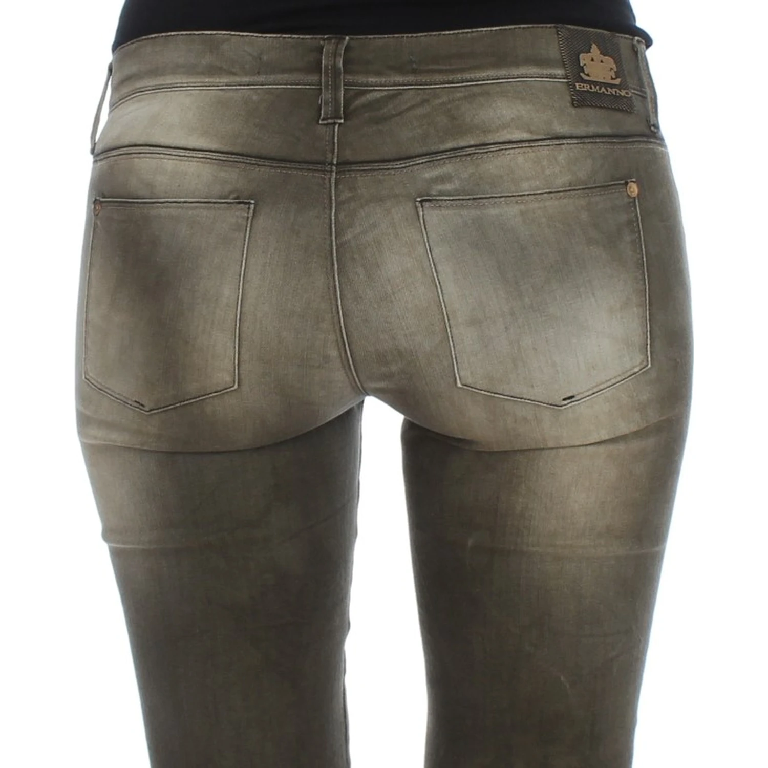 Gray Wash Cotton Blend Slim Fit Jeans