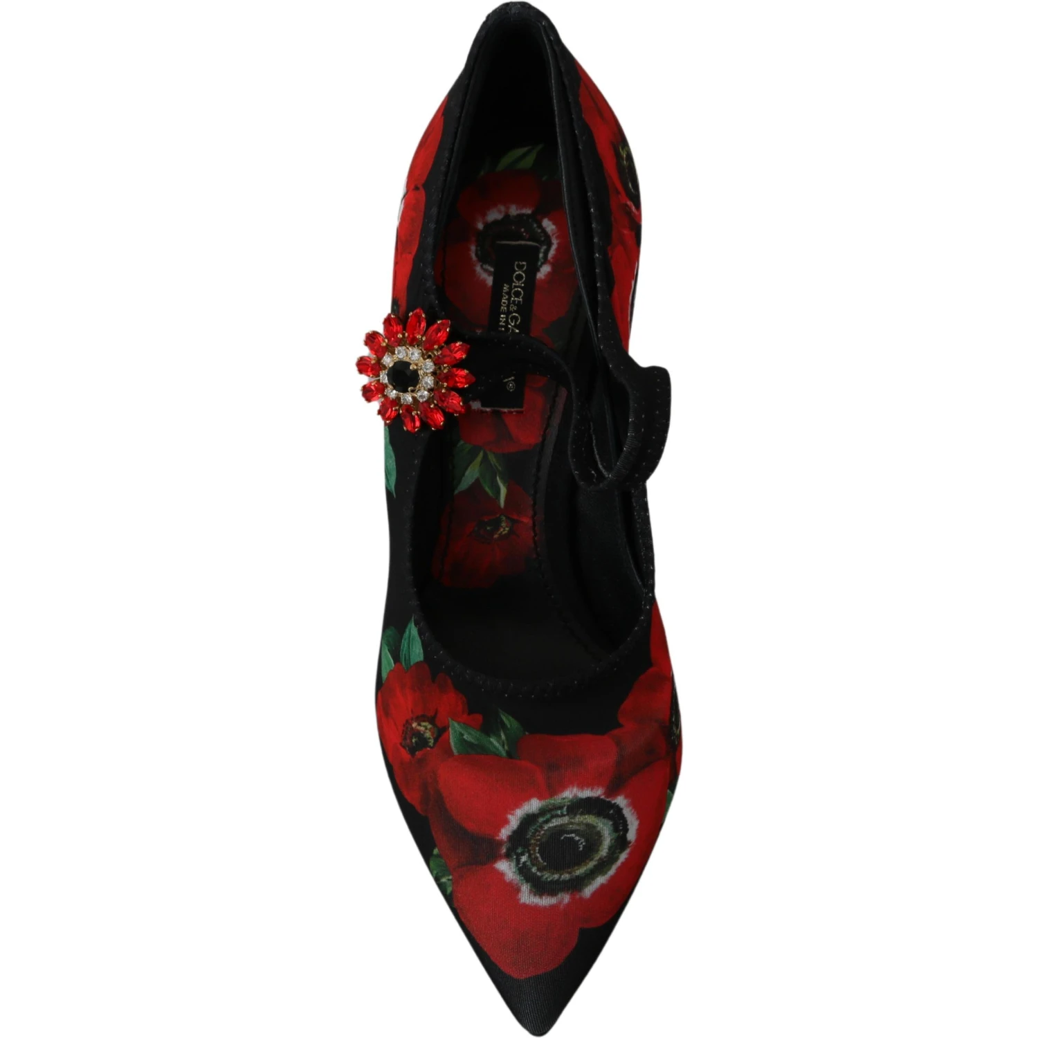 Black Red Floral Mary Janes Pumps Shoes