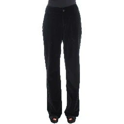 Black Velvet Cotton Straight Legs Pants