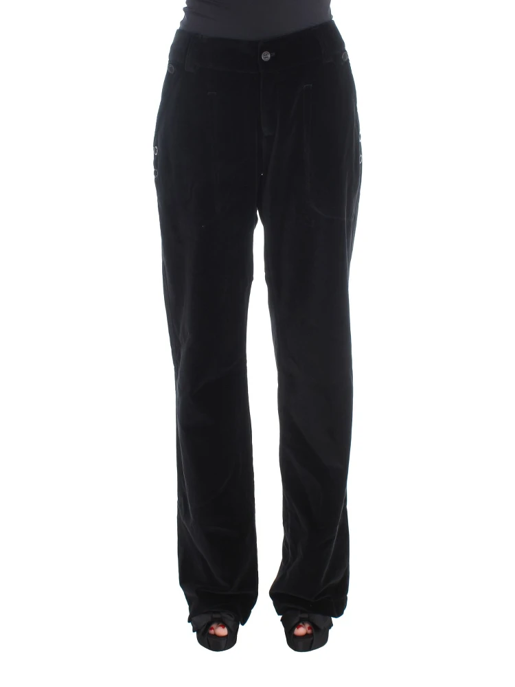 Black Velvet Cotton Straight Legs Pants