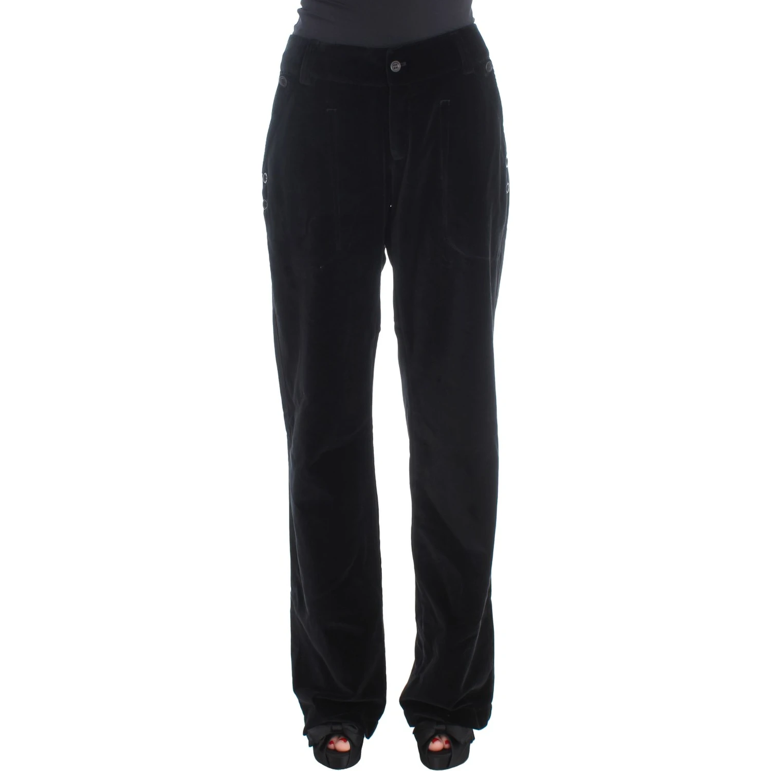 Black Velvet Cotton Straight Legs Pants