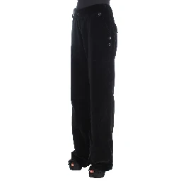 Black Velvet Cotton Straight Legs Pants