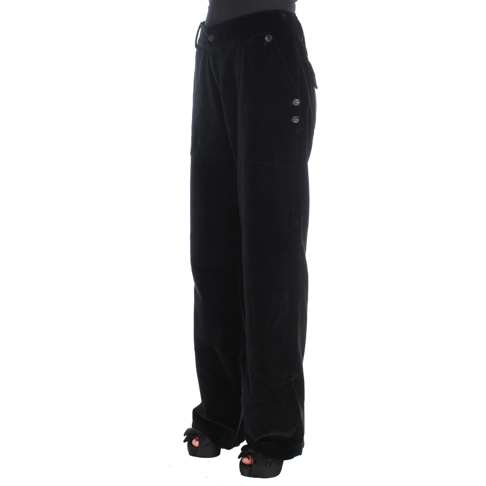 Black Velvet Cotton Straight Legs Pants