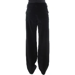 Black Velvet Cotton Straight Legs Pants