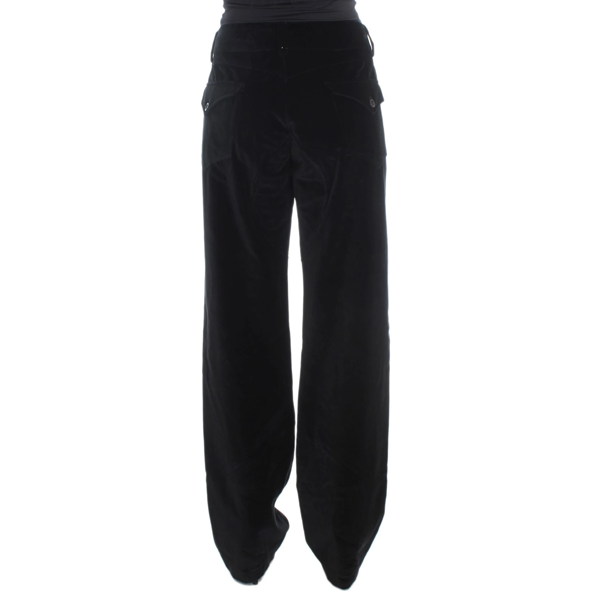 Black Velvet Cotton Straight Legs Pants