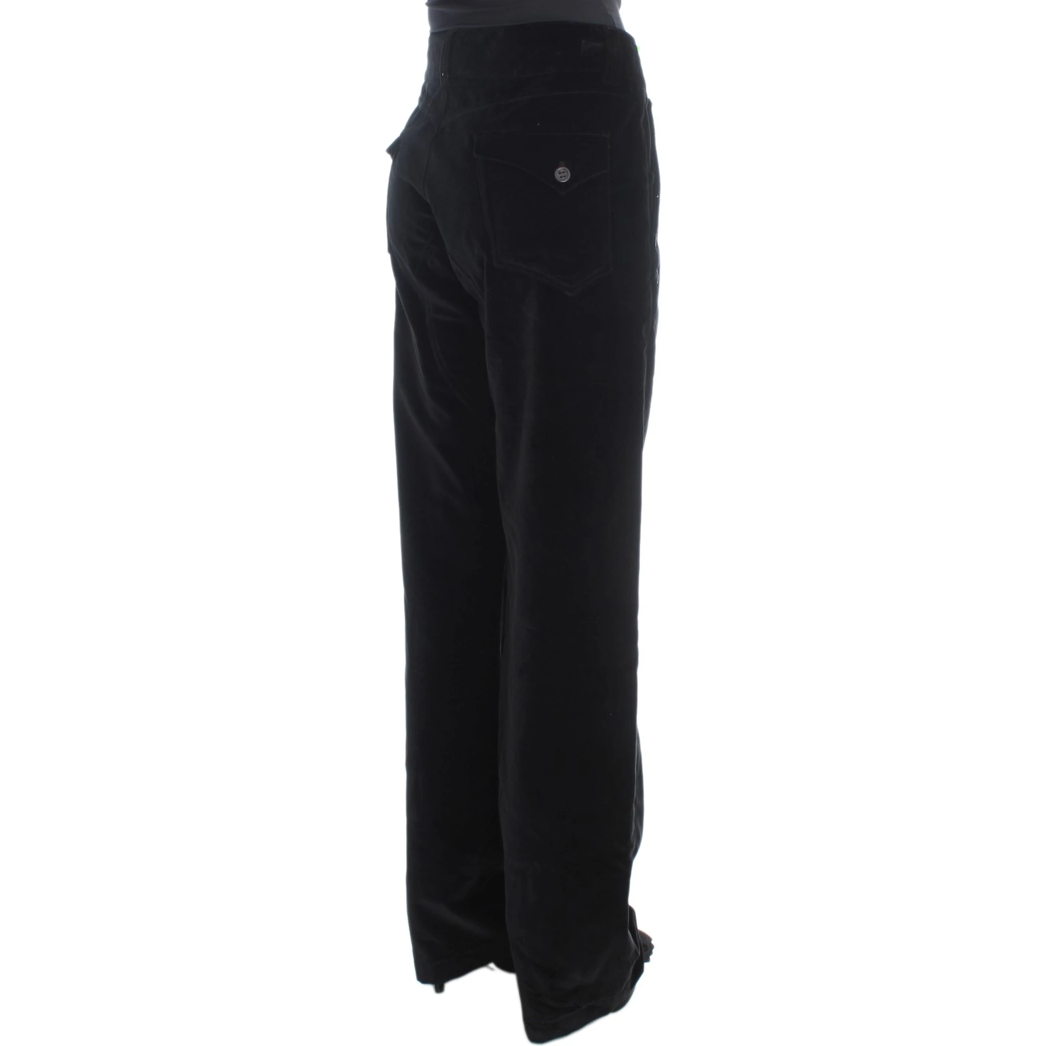 Black Velvet Cotton Straight Legs Pants