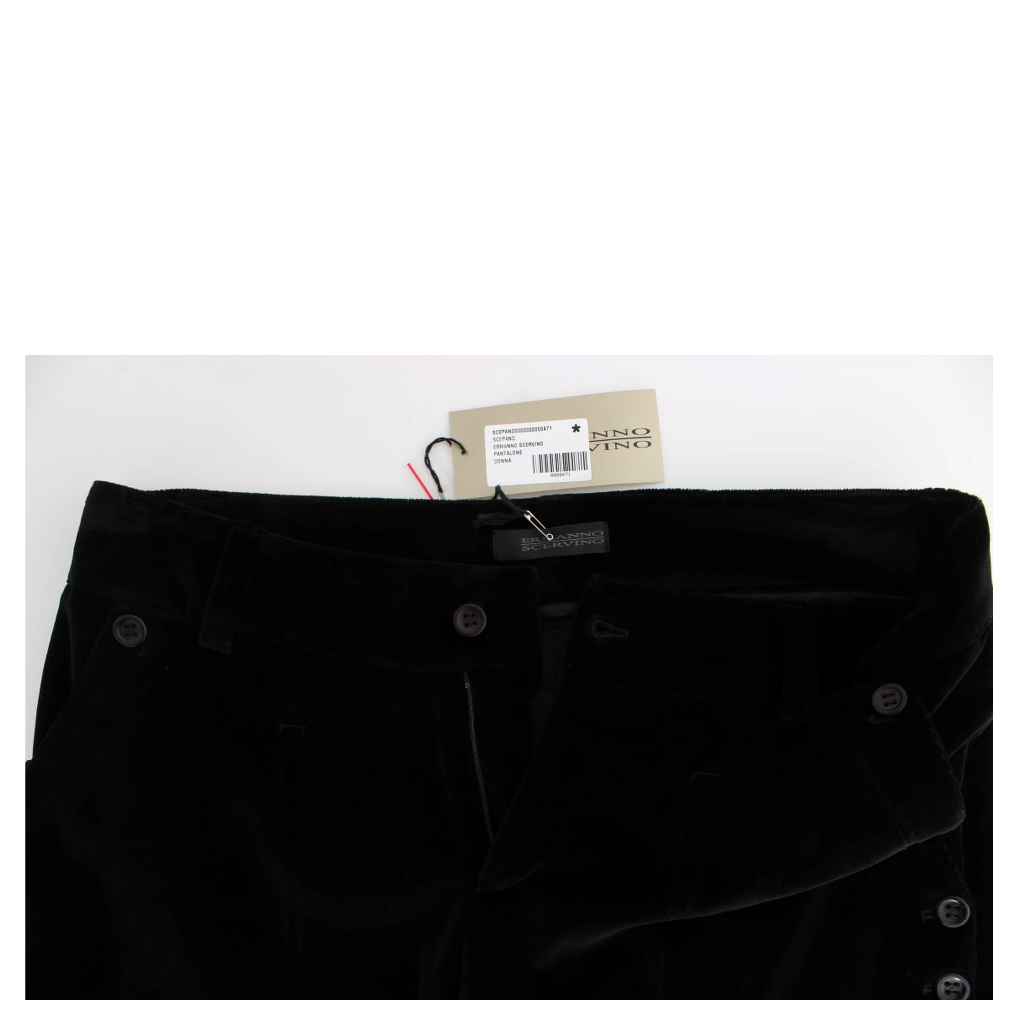 Black Velvet Cotton Straight Legs Pants
