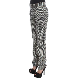 Black White Checkered Cotton Casual Pants