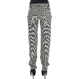 Black White Checkered Cotton Casual Pants