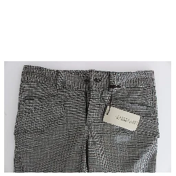 Black White Checkered Cotton Casual Pants