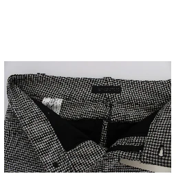Black White Checkered Cotton Casual Pants
