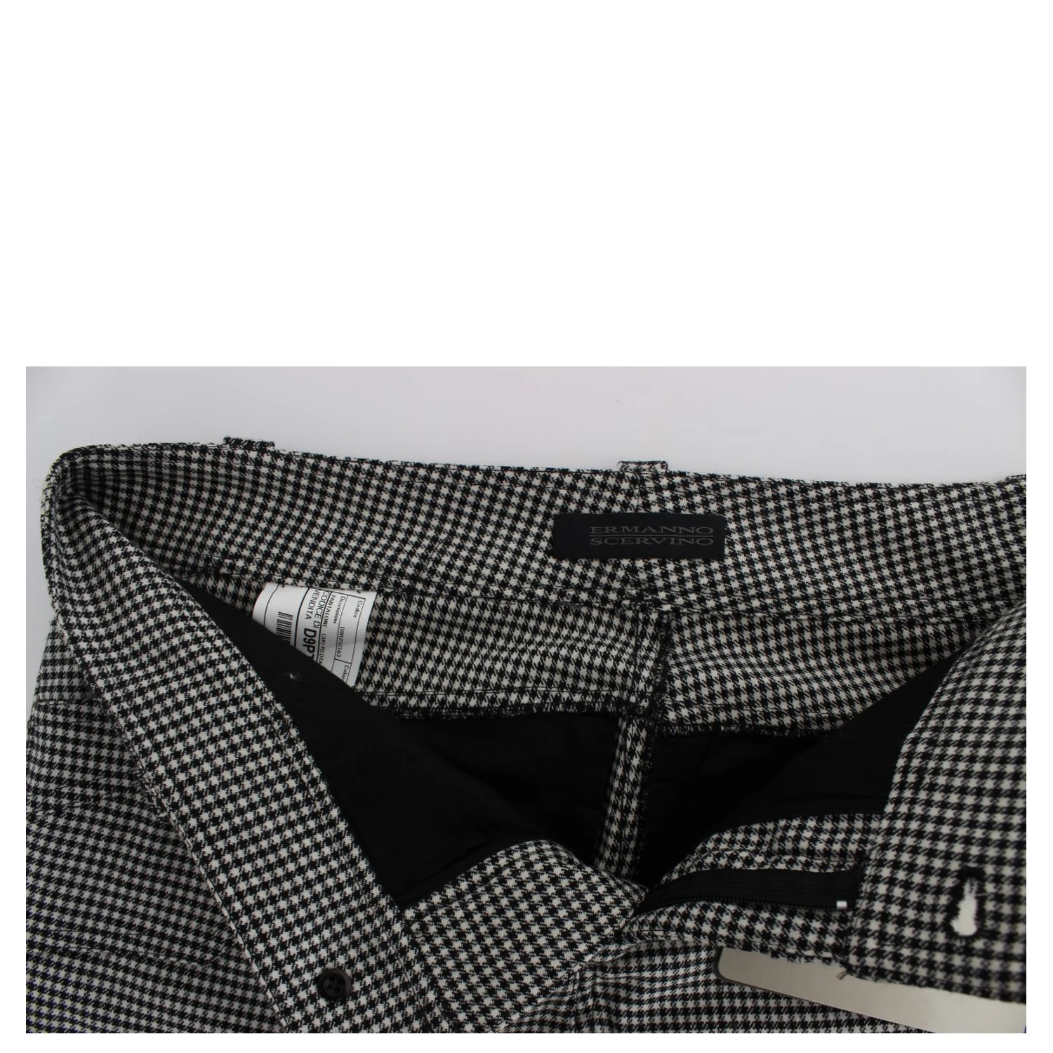 Black White Checkered Cotton Casual Pants