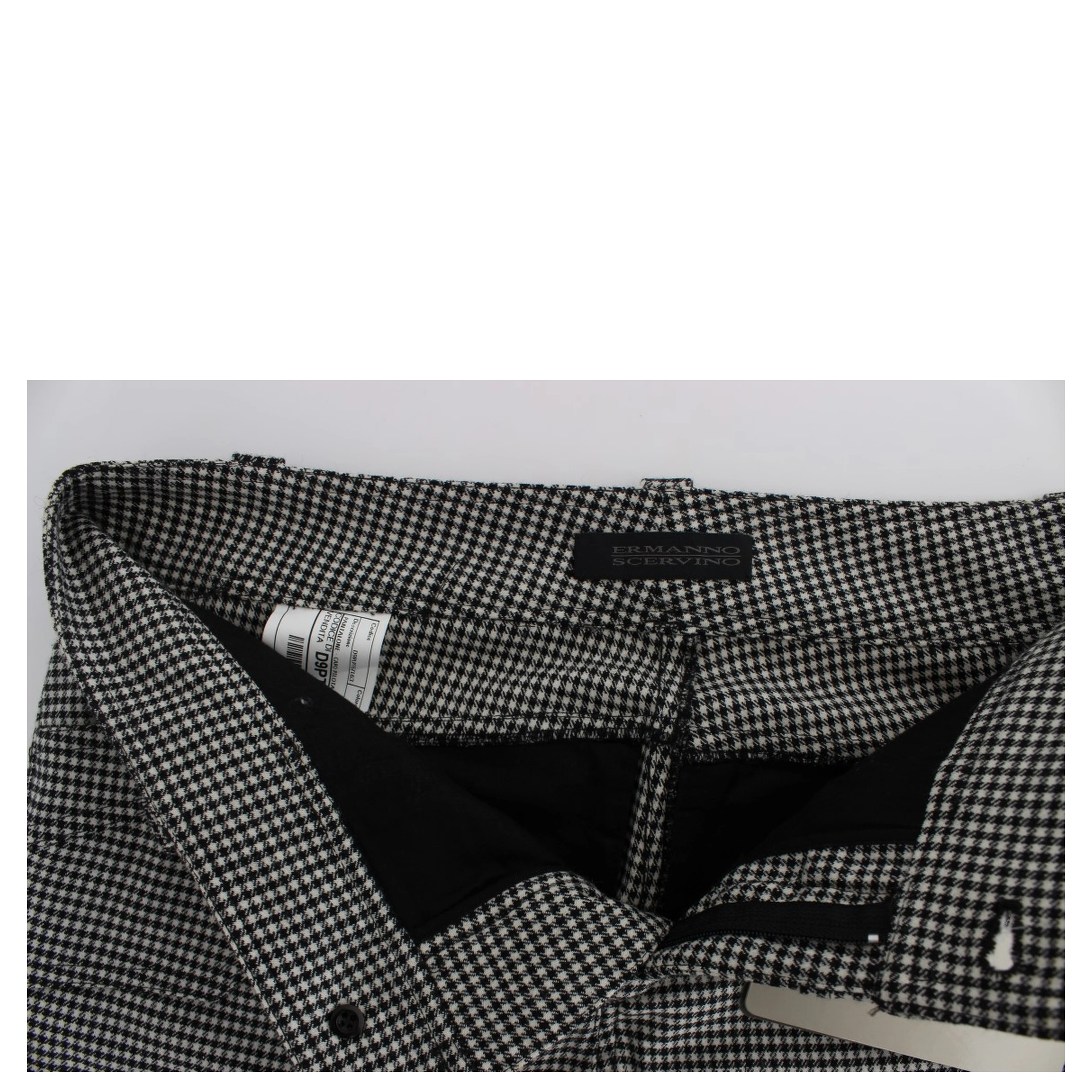 Black White Checkered Cotton Casual Pants