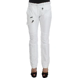 White Nylon Padded Slim Fit Cargo Pants