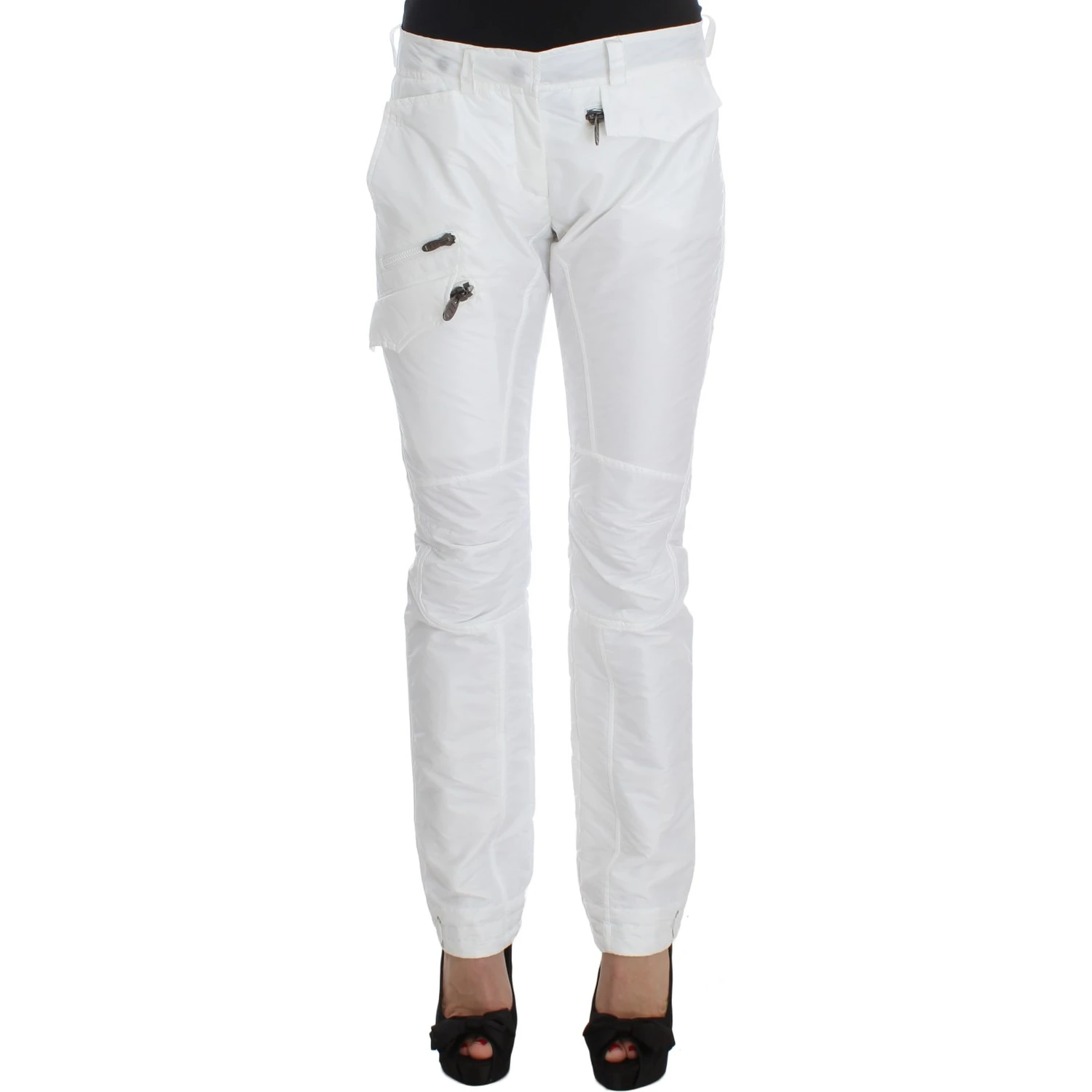 White Nylon Padded Slim Fit Cargo Pants