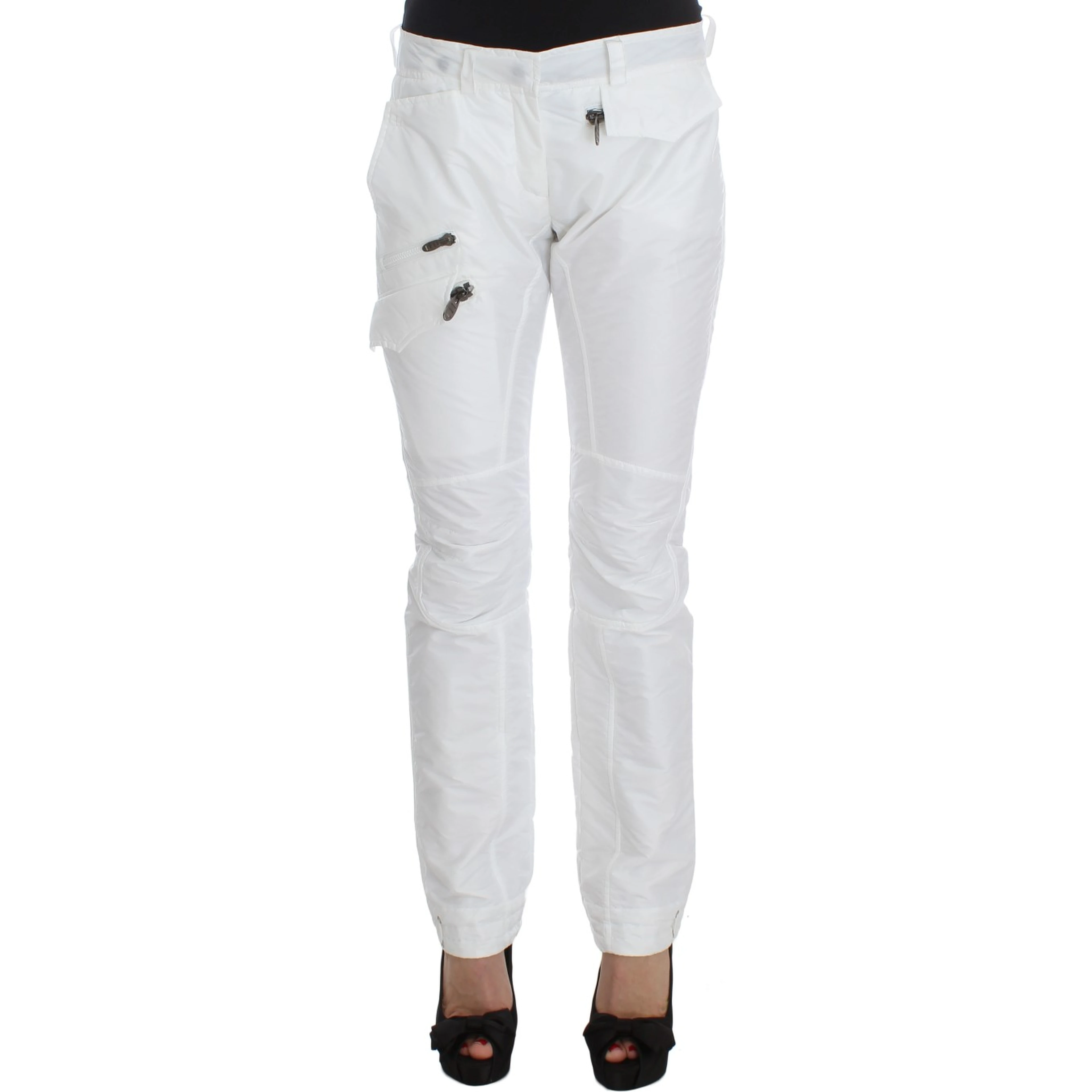 White Nylon Padded Slim Fit Cargo Pants