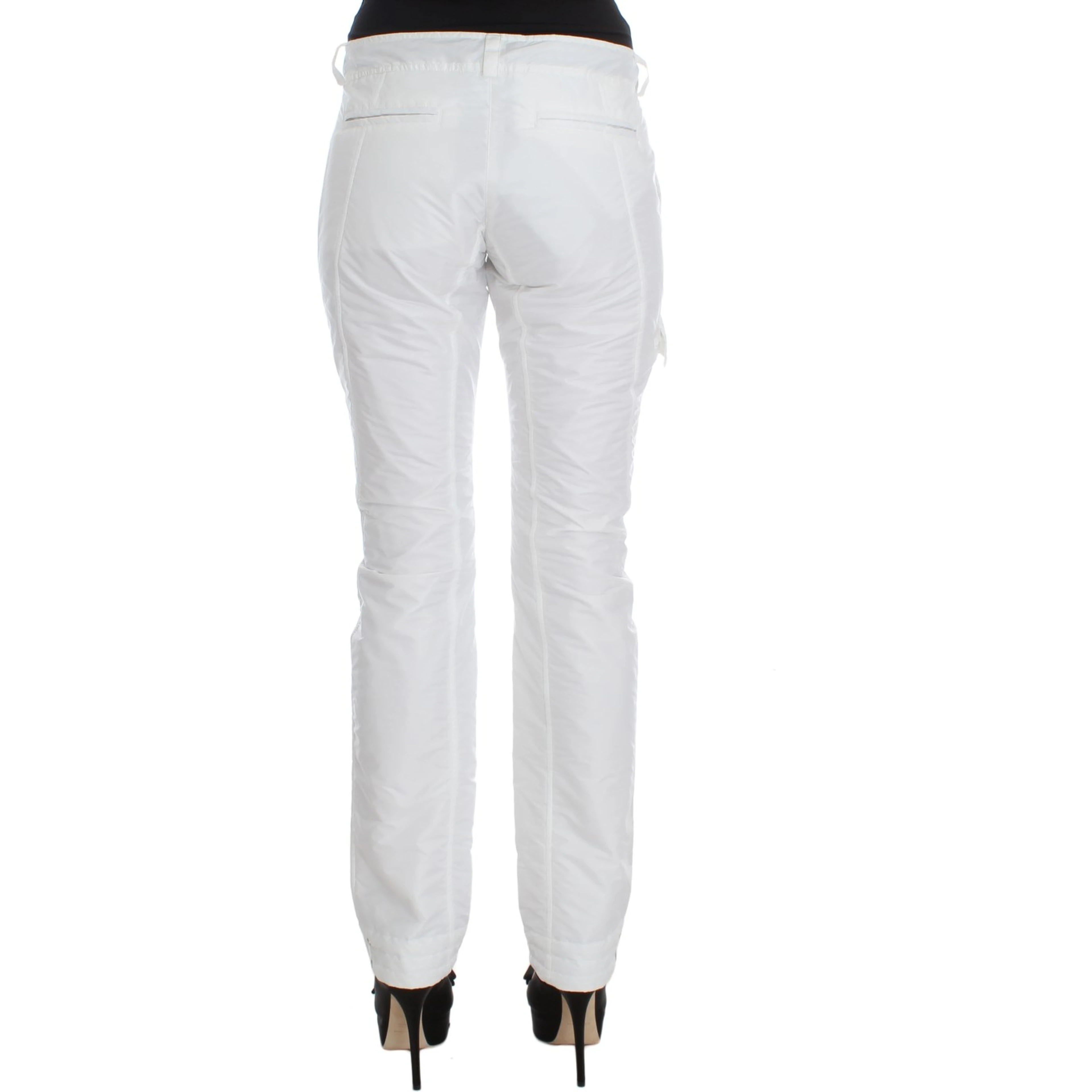 White Nylon Padded Slim Fit Cargo Pants