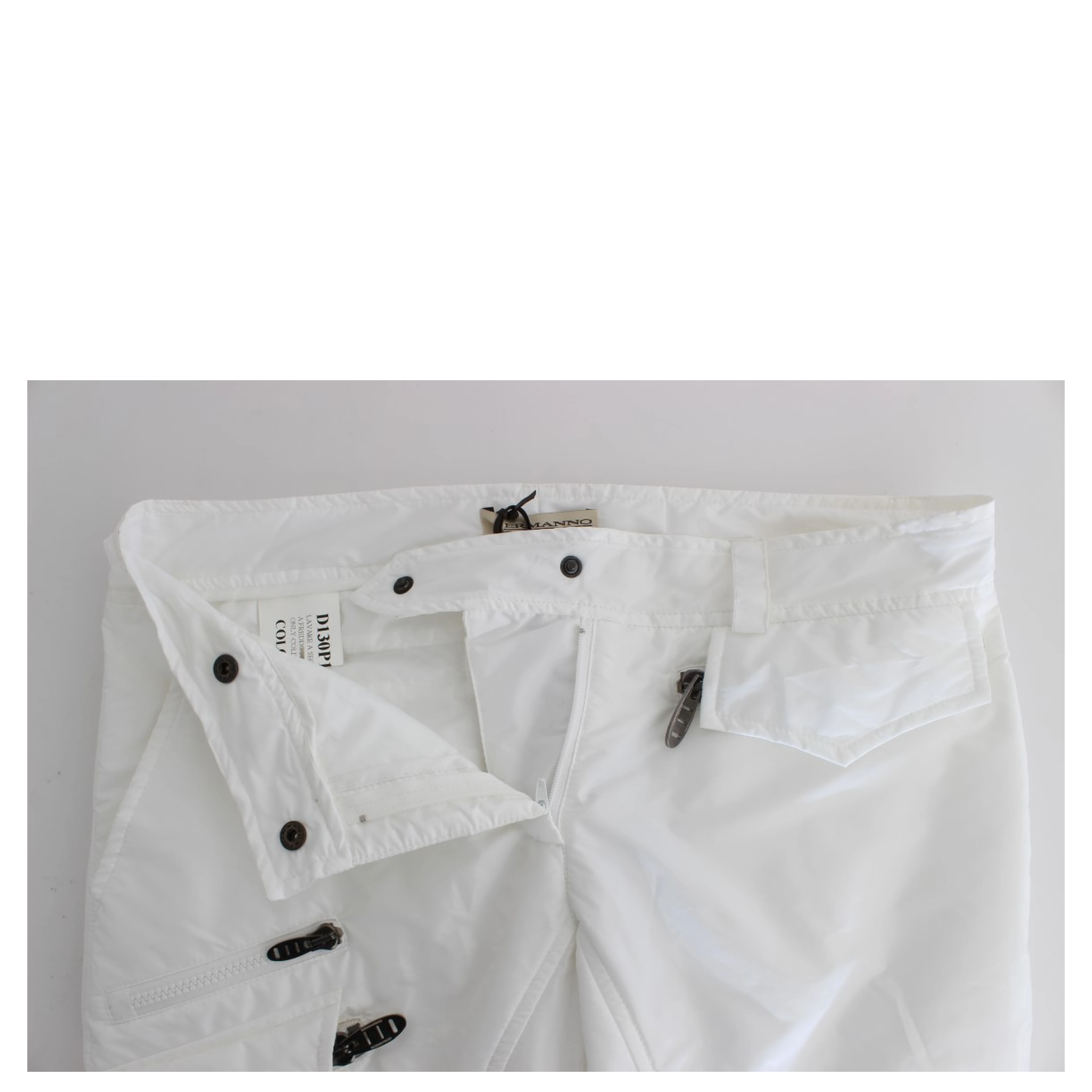 White Nylon Padded Slim Fit Cargo Pants