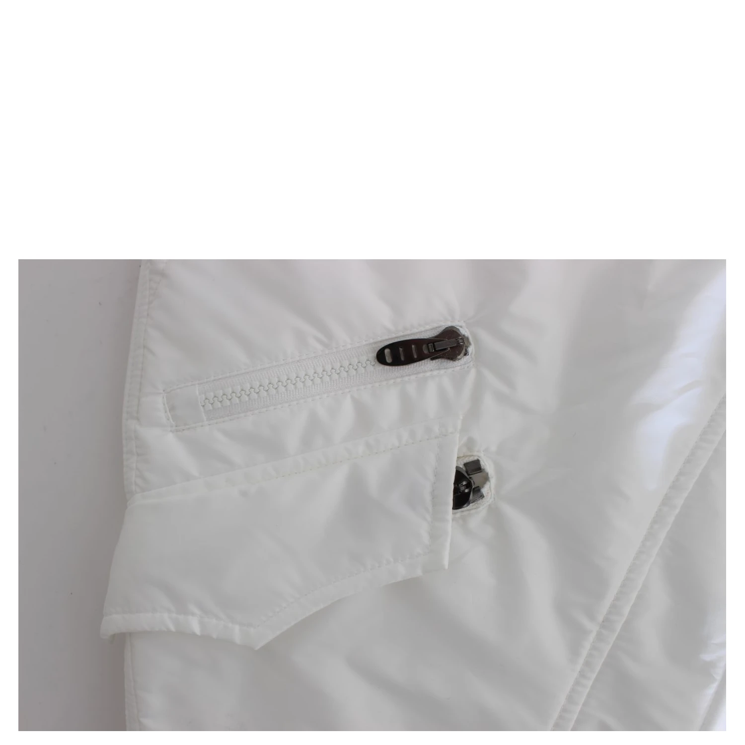 White Nylon Padded Slim Fit Cargo Pants