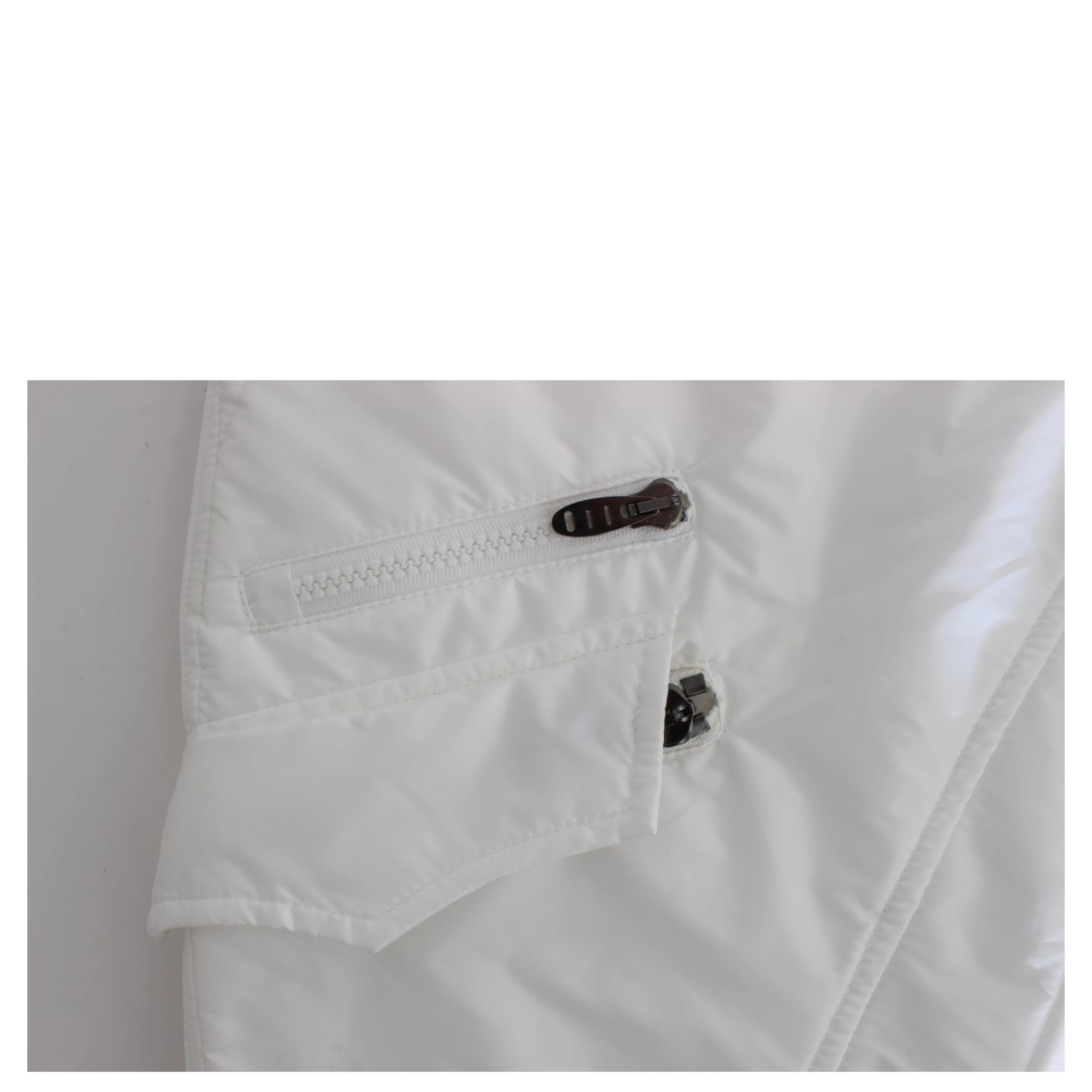 White Nylon Padded Slim Fit Cargo Pants