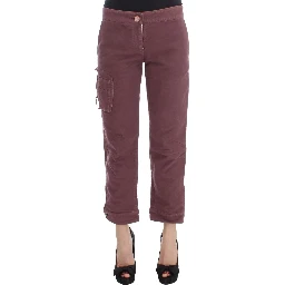 Bordeaux Cotton Cropped Cargo Pants