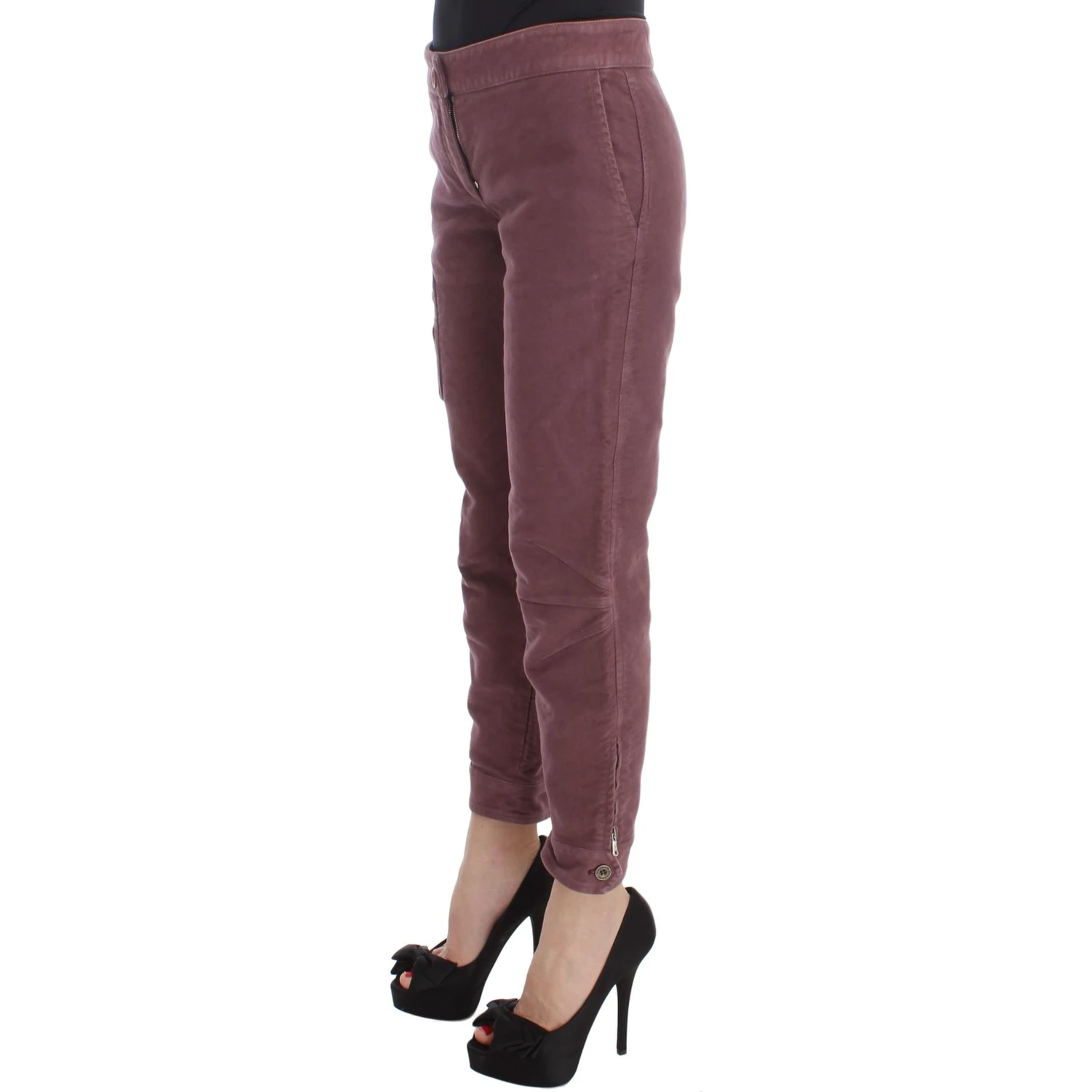 Bordeaux Cotton Cropped Cargo Pants