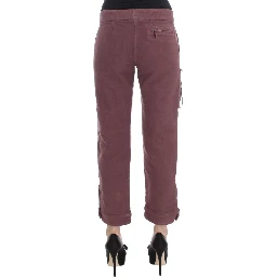 Bordeaux Cotton Cropped Cargo Pants