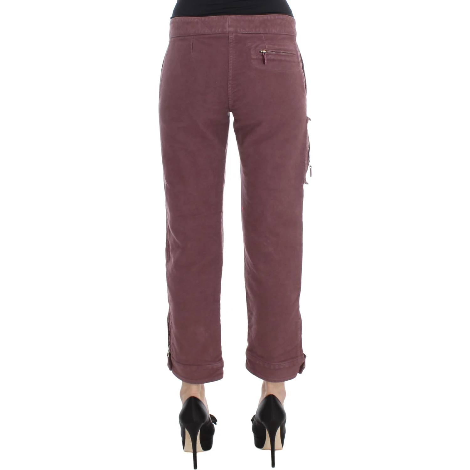 Bordeaux Cotton Cropped Cargo Pants
