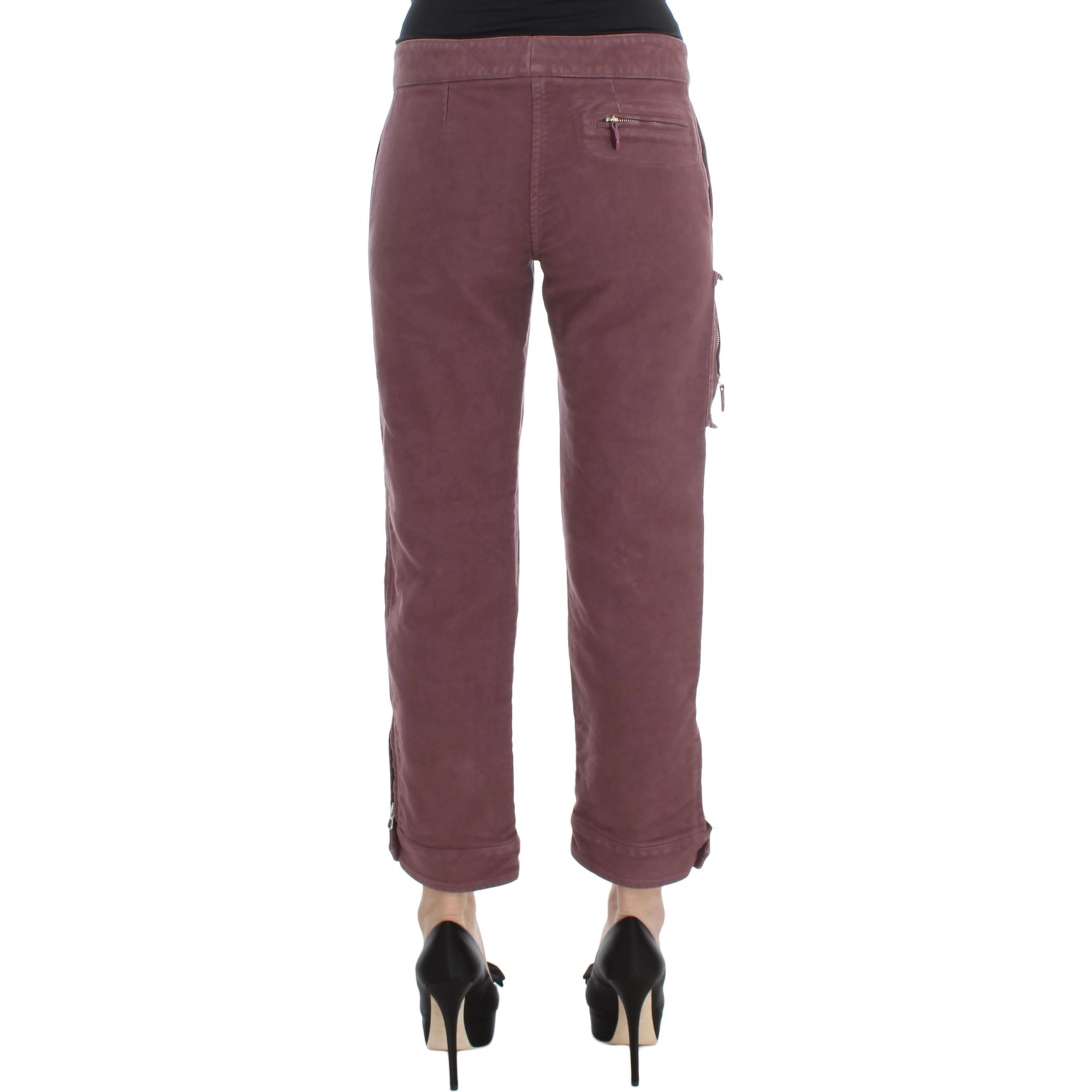 Bordeaux Cotton Cropped Cargo Pants