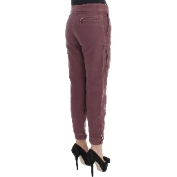 Bordeaux Cotton Cropped Cargo Pants